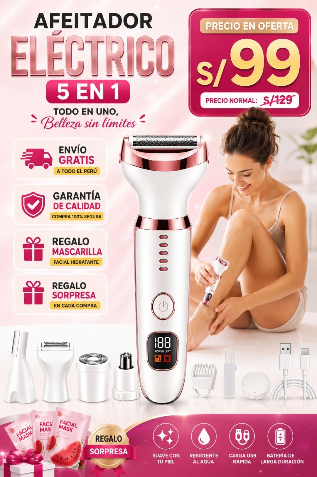 AFEITADOR ELÉCTRICO PROFESIONAL 5 EN 1